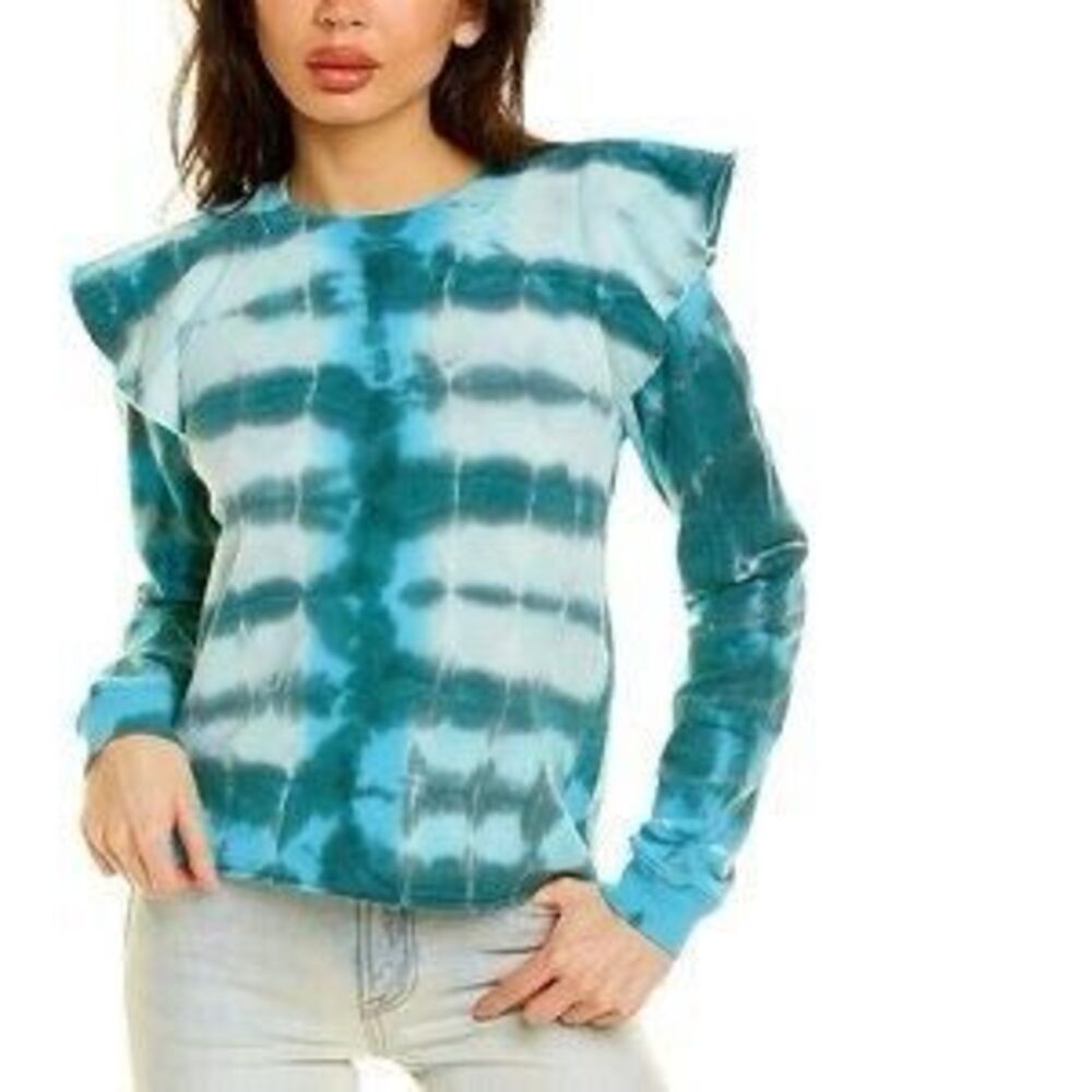 Something Navy Meghan Ruffle Sweatshirt Blue Tie Dye Women’s Small
